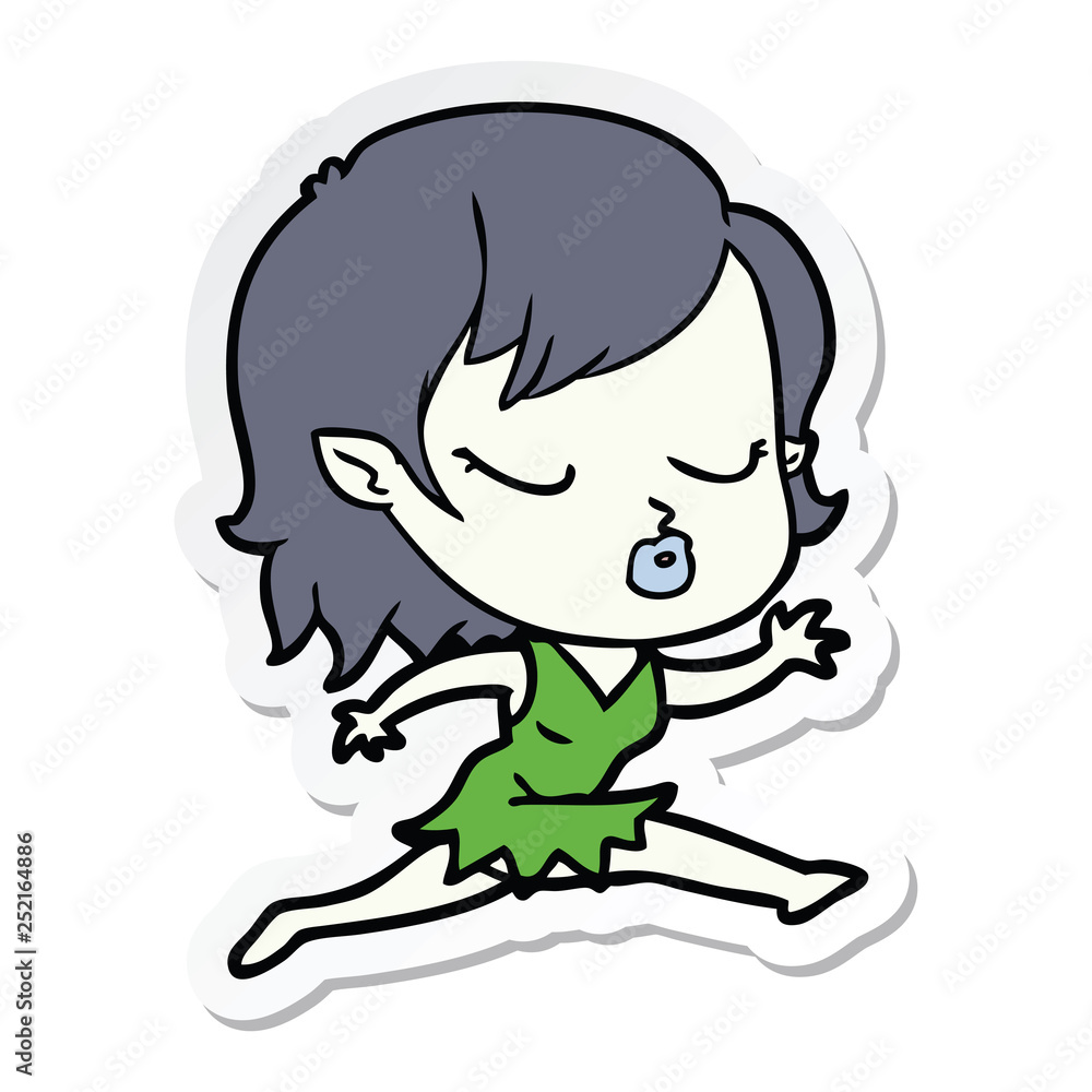 sticker of a cute cartoon vampire girl