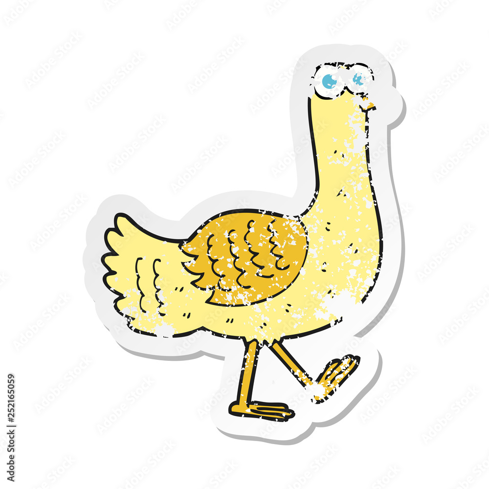 retro distressed sticker of a cartoon bird retro distressed sticker of a cartoon bird
