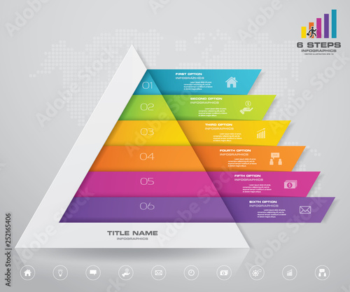 6 steps pyramid with free space for text on each level. infographics, presentations or advertising. EPS10.