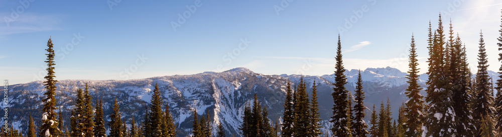 Beautiful Canadian Landscape View during a vibrant winter day. Taken on top of Zoa Peak near Hope, British Columbia, Canada.