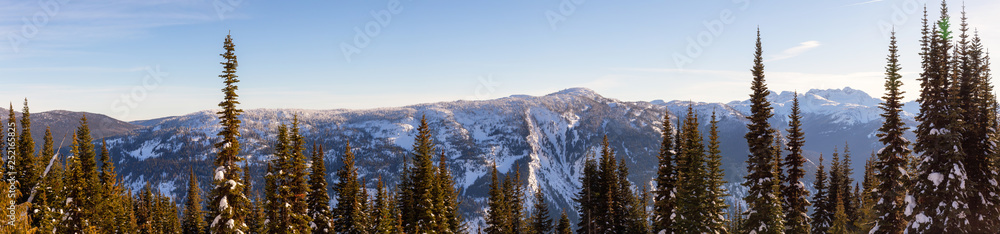 Beautiful Canadian Landscape View during a vibrant winter day. Taken on top of Zoa Peak near Hope, British Columbia, Canada.