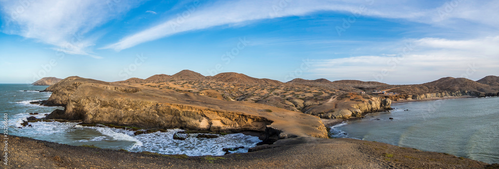 Panoramic scenery on top of the mountain at Playa Ojo de Agua in Cabo de la Vela Colombia