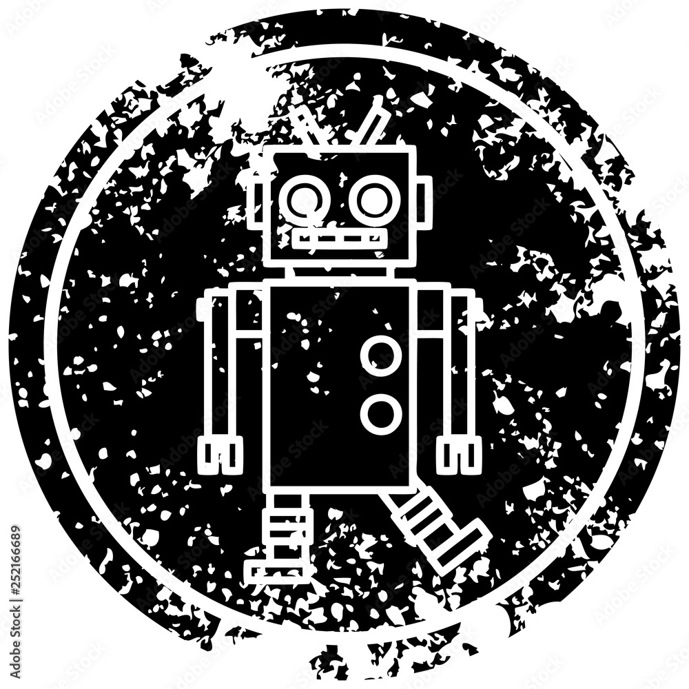 dancing robot distressed icon