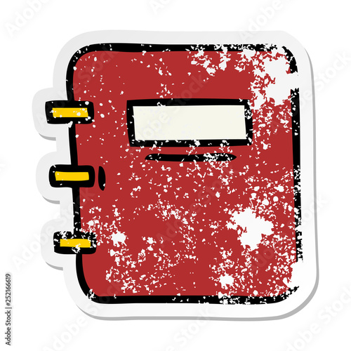 distressed sticker of a cute cartoon note book