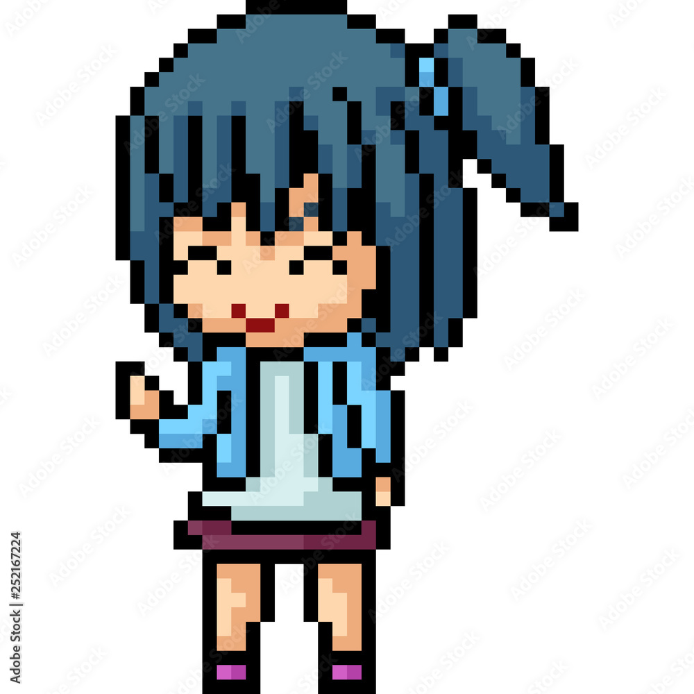 Fototapeta premium vector pixel art anime girl