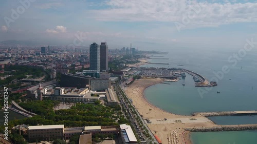 Aerial Spain Barcelona June 2018 Sunny Day 30mm 4K Inspire 2 Prores  Aerial video of downtown Barcelona in Spain on a beautiful sunny day. photo