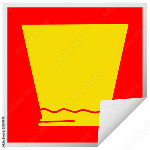 quirky square peeling sticker cartoon whisky tumbler