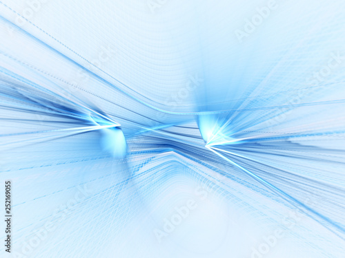 Abstract blue background. 3d illustration. Fractal graphics composition of rays of light.