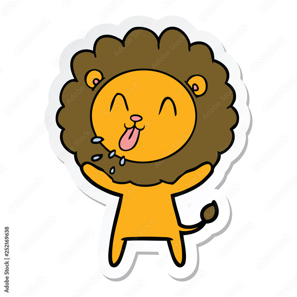 sticker of a happy cartoon lion sticker of a happy cartoon lion