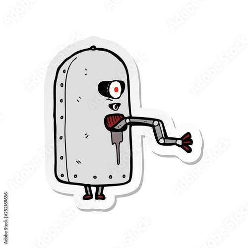 sticker of a cartoon clunky old robot
