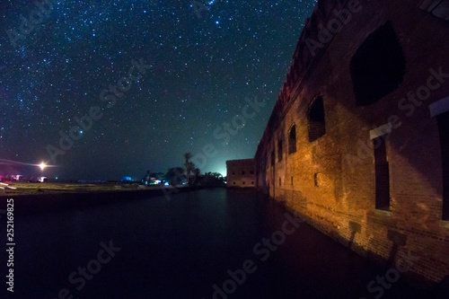Night time landscape of Fort Jefferson in Dry Tortugas National Park (Florida).