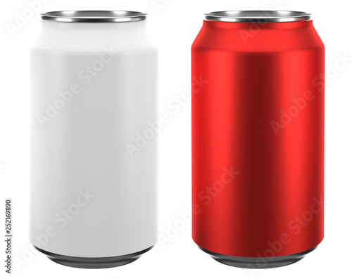 3D rendering of 222 ml aluminum soda sleek can isolated on whiteblackground with cliping path.