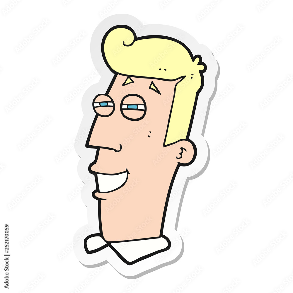 sticker of a cartoon grinning man sticker of a cartoon grinning man
