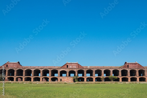 Landscape view of the structure of Fort Jefferson in Dry Tortugas National Park (Florida).