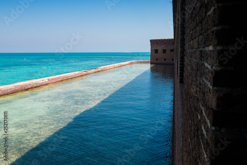 Landscape view of the structure of Fort Jefferson in Dry Tortugas National Park (Florida).
