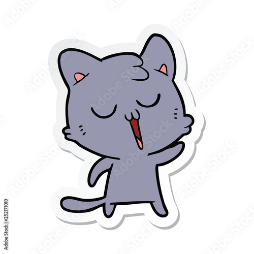 sticker of a cartoon cat singing © lineartestpilot