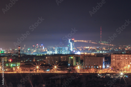 Night cityscape of the city of Almaty, Kazakhstan. Photo taken in March