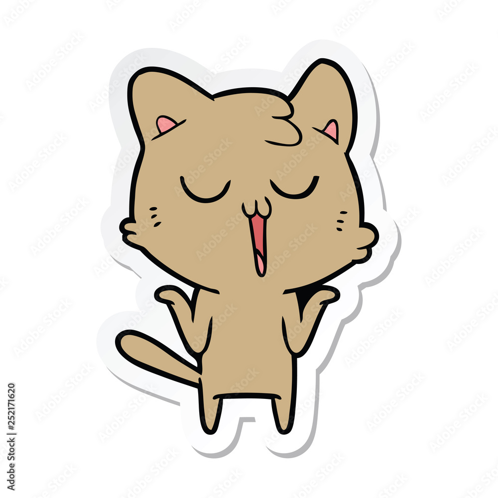 sticker of a cartoon cat singing sticker of a cartoon cat singing