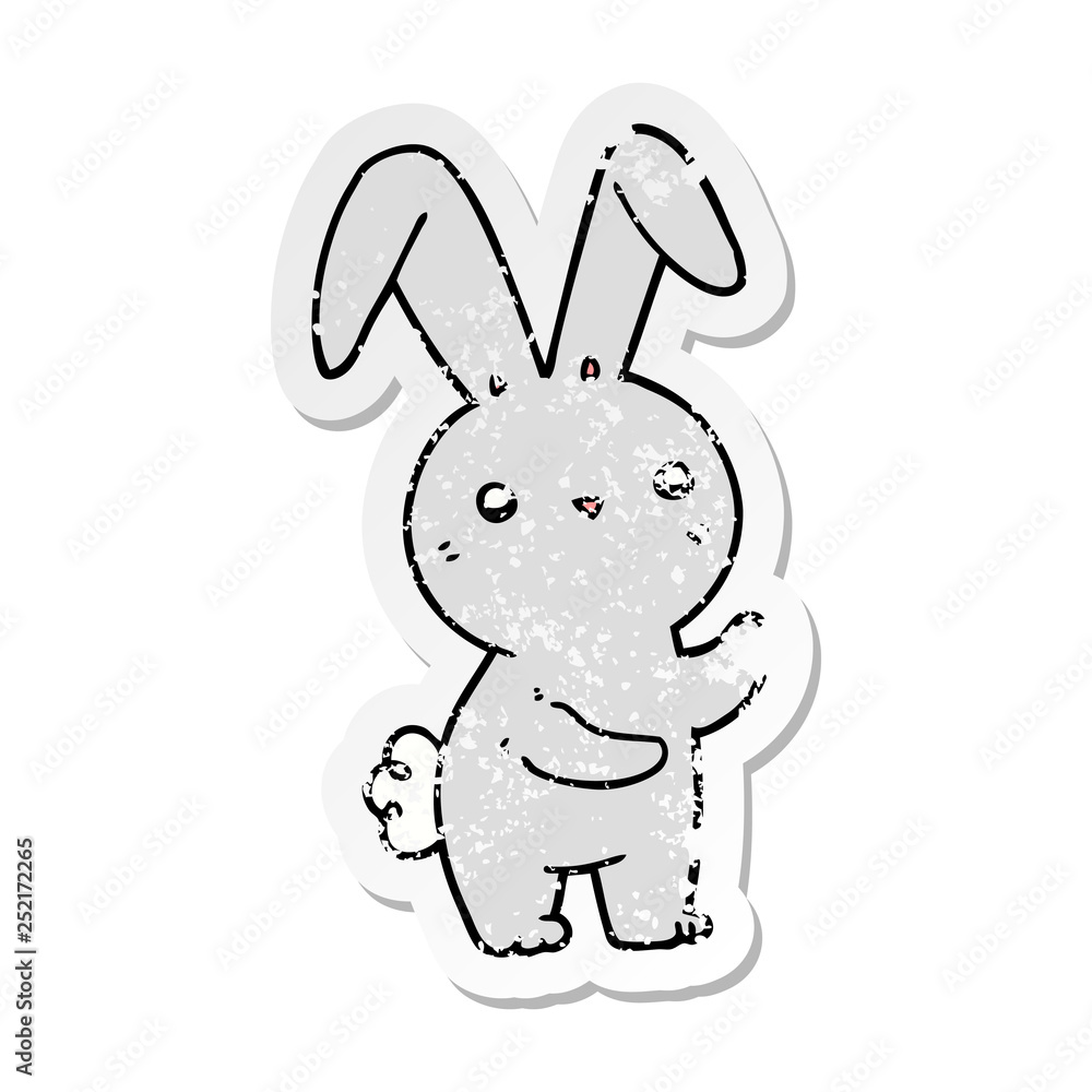 distressed sticker of a cute cartoon rabbit distressed sticker of a cute cartoon rabbit