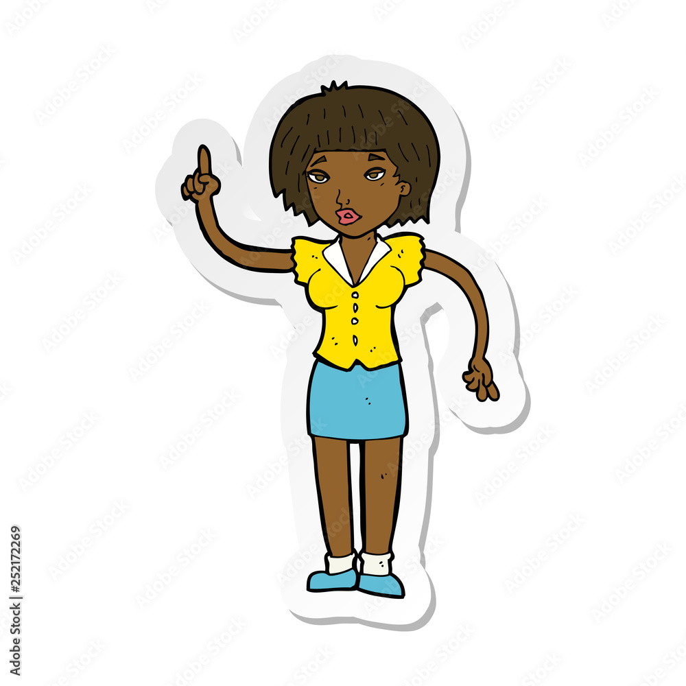 sticker of a cartoon woman with idea sticker of a cartoon woman with idea