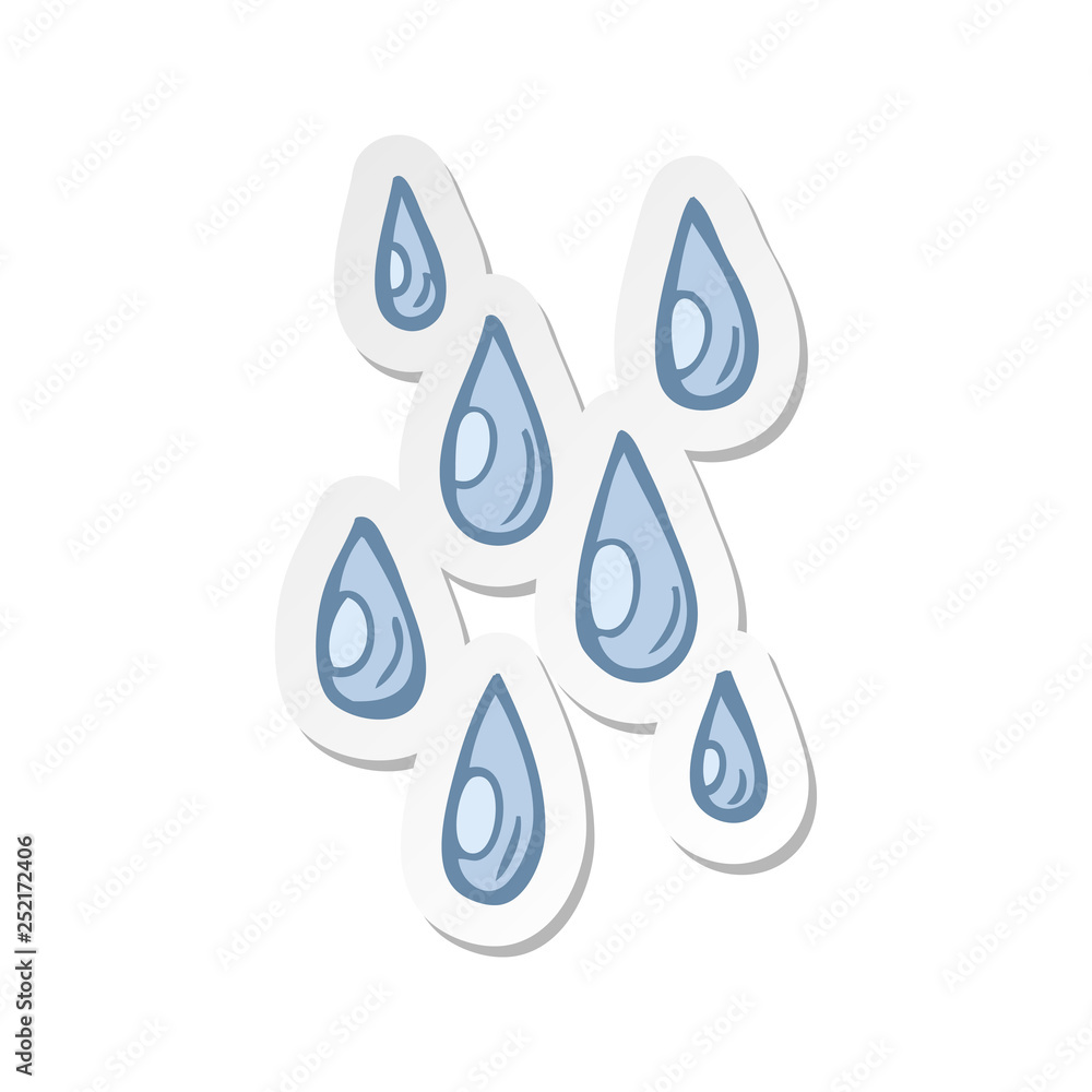 sticker of a cartoon raindrops sticker of a cartoon raindrops