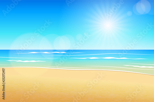 Seascape vector illustration. Paradise beach.