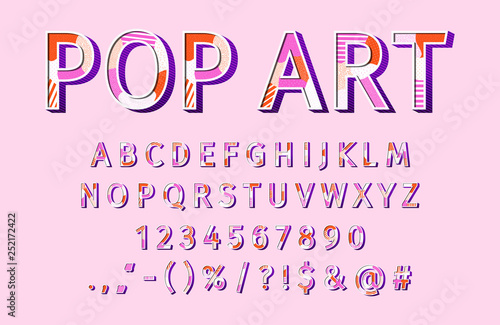 Vector modern sans serif alphabet and font. 3D bright uppercase letters, signs and numbers in Memphis style. Bold typeface for promotion, posters, sale banner, prints, decoration.
