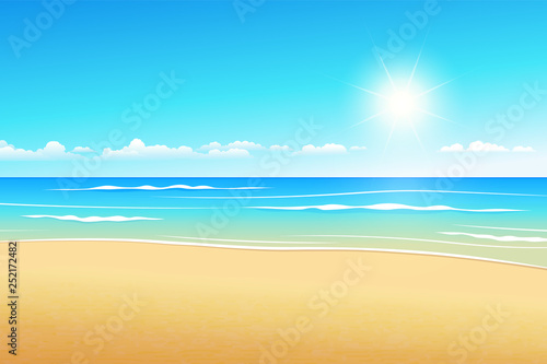 Seascape vector illustration. Paradise beach.