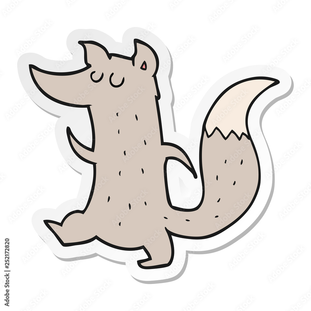 sticker of a cartoon cute wolf sticker of a cartoon cute wolf