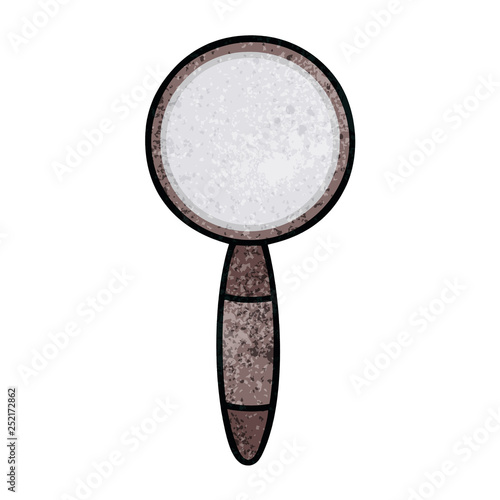 retro grunge texture cartoon magnifying glass