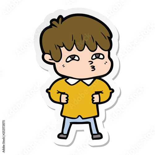 sticker of a cartoon curious man