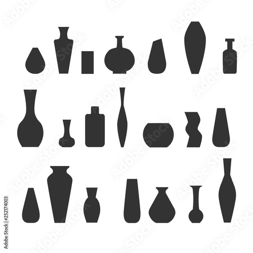 Collection of various kinds of vases. Vector illustration