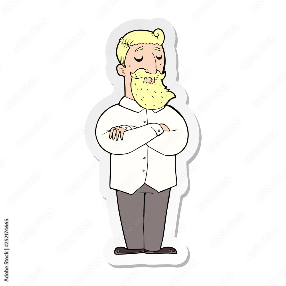 sticker of a cartoon hipster man sticker of a cartoon hipster man