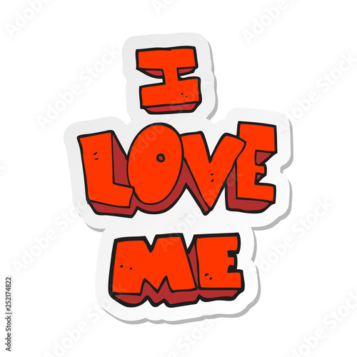 sticker of a i love me cartoon symbol