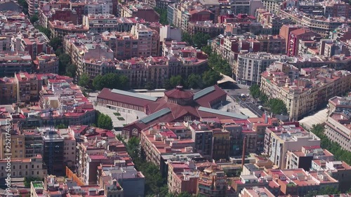 Aerial Spain Barcelona June 2018 Sunny Day 90mm Zoom 4K Inspire 2 Prores  Aerial video of downtown Barcelona in Spain on a beautiful sunny day with a zoom lens. photo