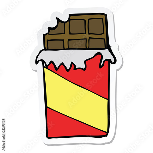 sticker of a cartoon chocolate bar