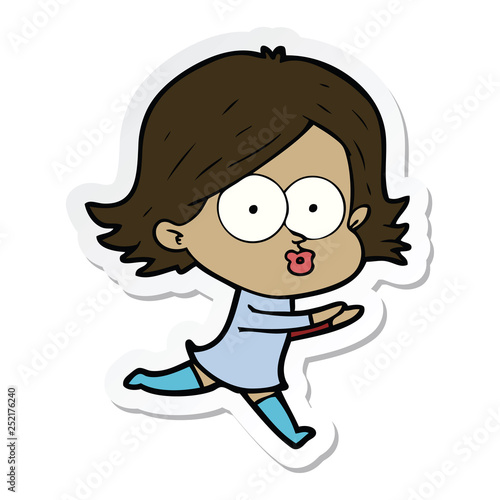 sticker of a cartoon girl pouting