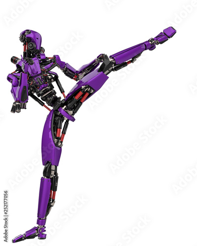 mega purple robot super drone in a white background