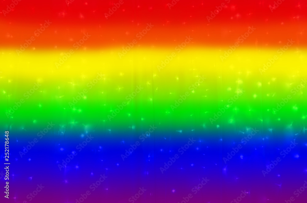 rainbow background of curtain of luminous garlands. abstract gradient. LGBT movement concept - Image