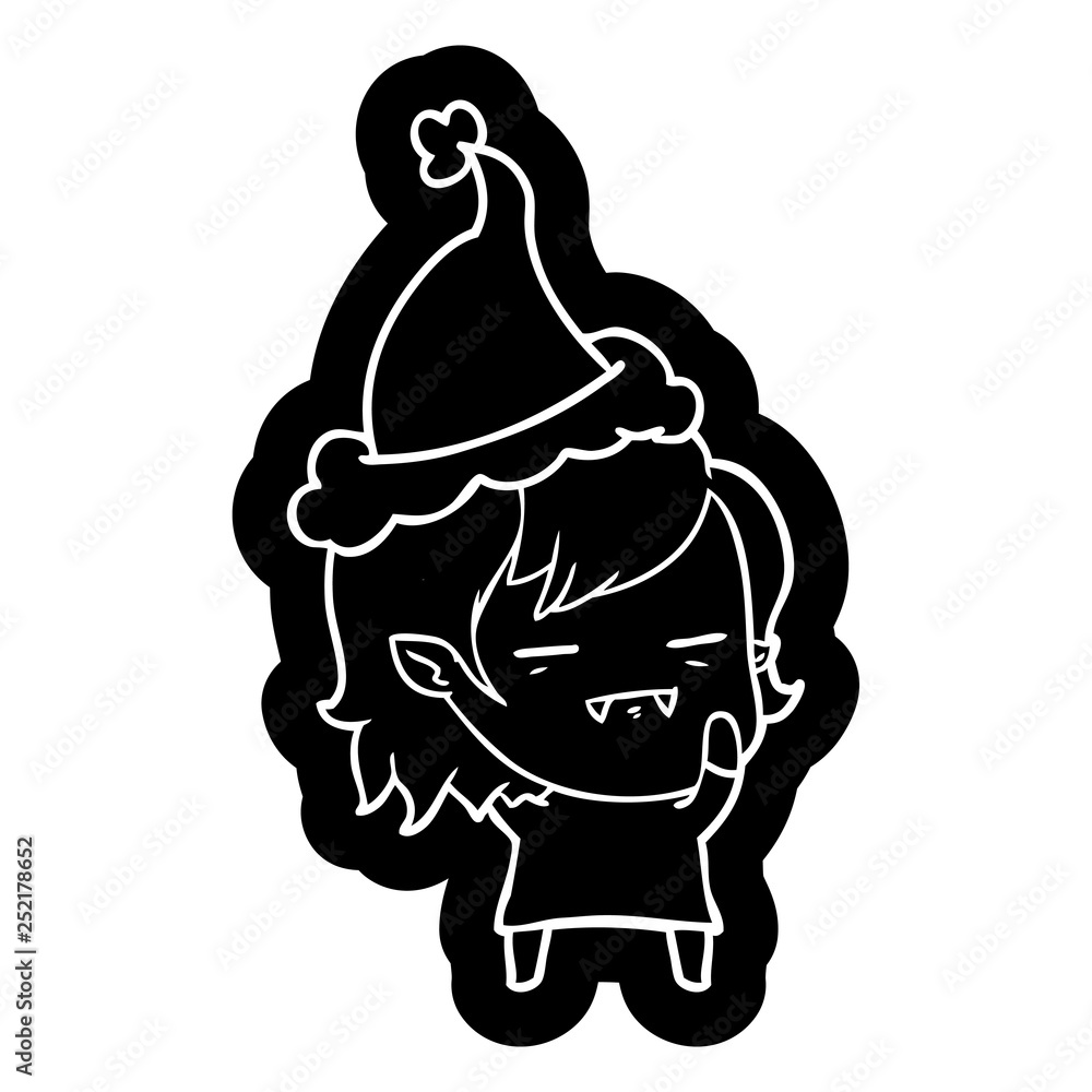 cartoon icon of a undead vampire girl wearing santa hat cartoon icon of a undead vampire girl wearing santa hat