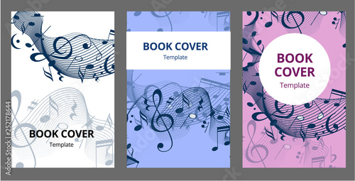 Music key nd notes vector brochure cards set. Audio tools template of flyear, magazines, poster, book cover, banners. Concert invitation concept background. Layout illustration modern page background