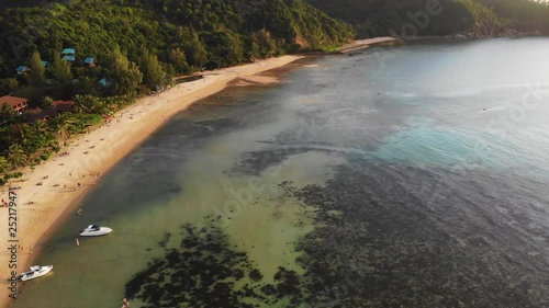 aerial view drone photography Thailand island Ko Samui coastline and sea beach. photo