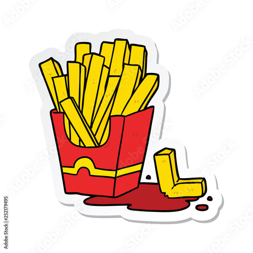 sticker of a cartoon fries