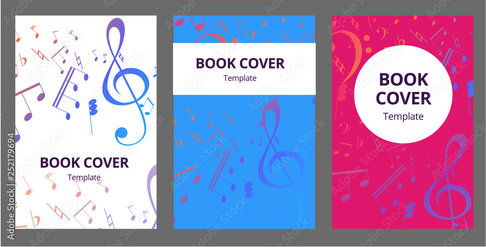 Music key nd notes vector brochure cards set. Audio tools template of ...