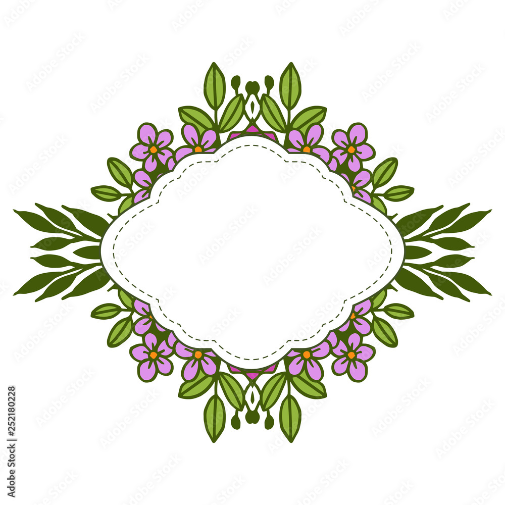 Vector illustration decorative purple and pink flower frame hand drawn Vector illustration decorative purple and pink flower frame hand drawn