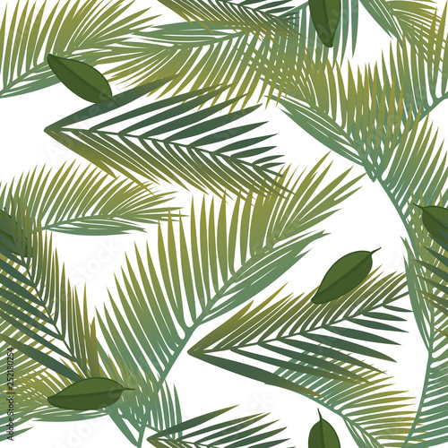 Vector seamless pattern with and tropical leaves. Exotic botanical background design for cosmetics  spa  textile  hawaiian shirt. Best as wrapping paper  wallpaper