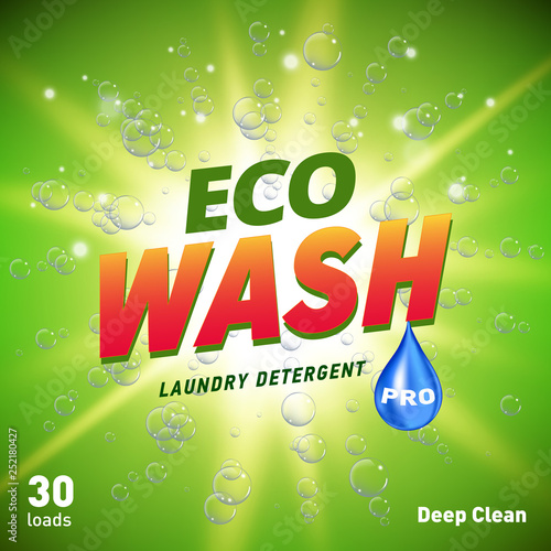 detergent packaging concept design showing eco friendly cleaning and washing
