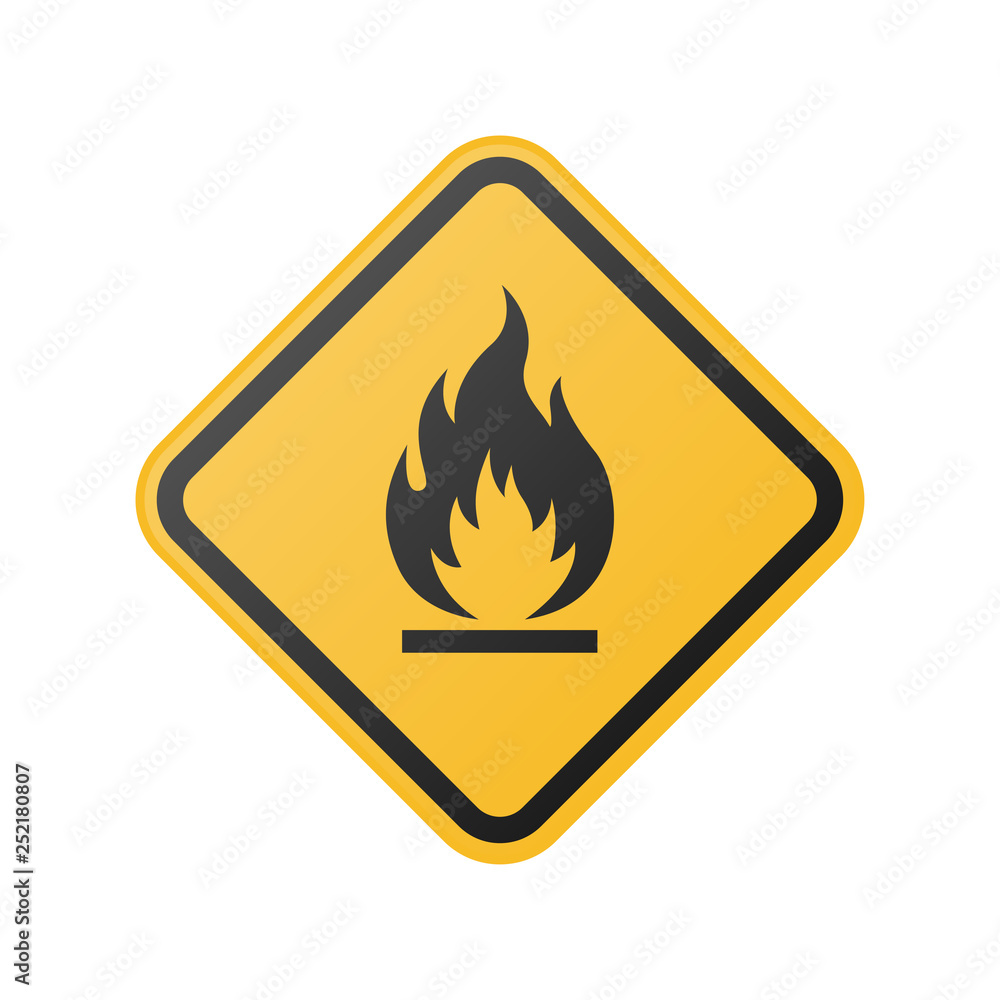 glossy fire warning sign glossy fire warning sign