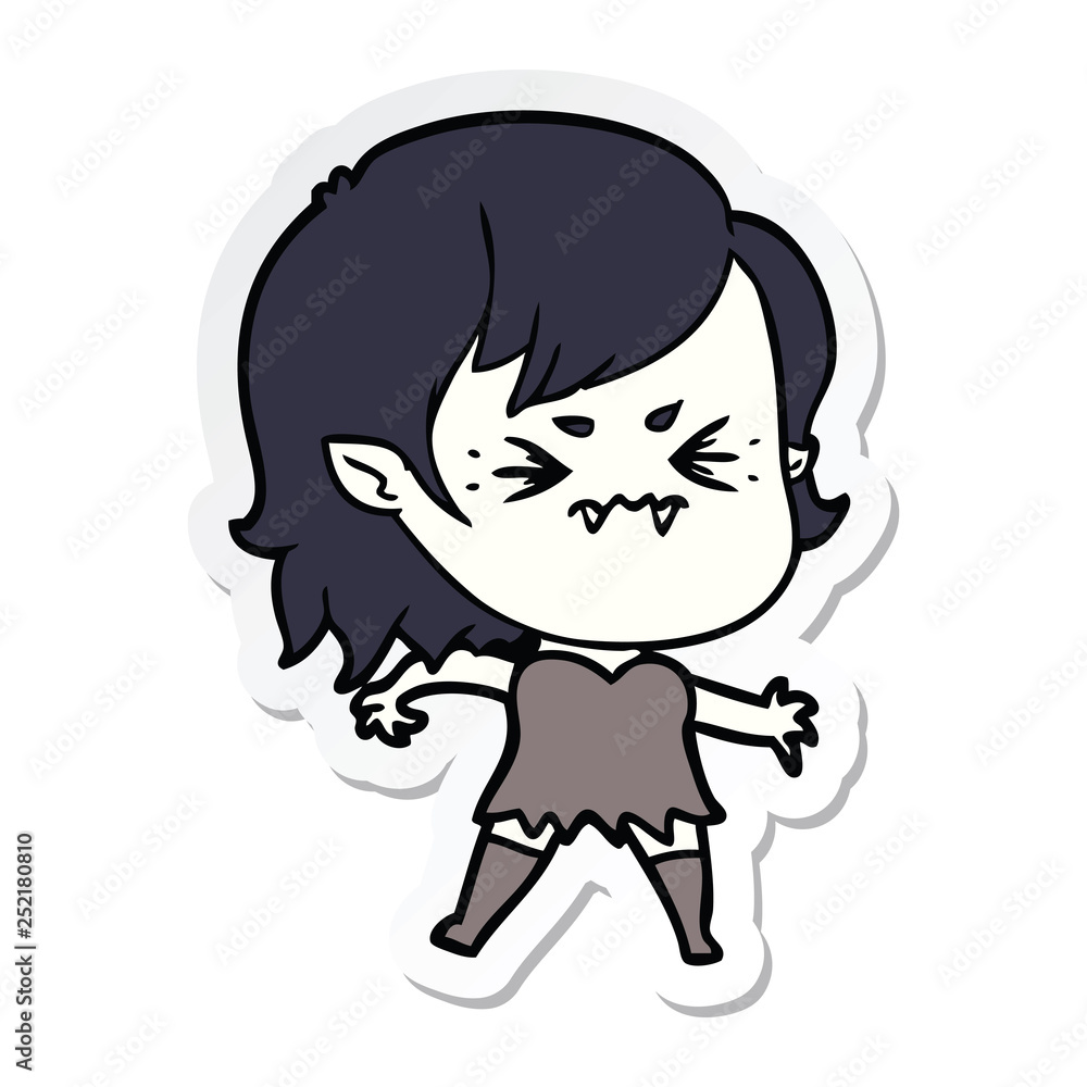sticker of a annoyed cartoon vampire girl sticker of a annoyed cartoon vampire girl