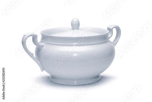 White bowl for soup on a white background photo